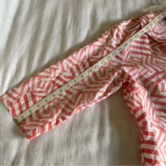 Connie Roberson Shirt Womens L Linen Button Up Geometric Lagenlook Made in USA - Picture 9 of 15